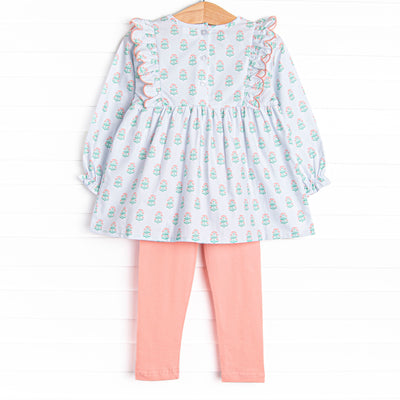 Medallion Memories Flutter Sleeve Legging Set, Blue