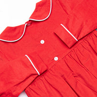 Prancer and Dancer Smocked Boy Bubble, Red