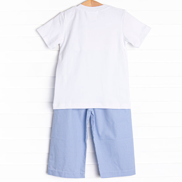 Let's Celebrate Smocked Pant Set, Blue Gingham