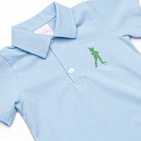Storybook Flight Embroidered Polo Short Set, Blue