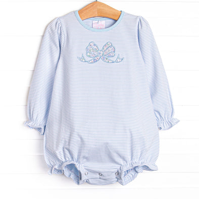 Gorgeous Bow Applique Bubble, Blue