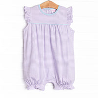 Caitlyn Pima Bubble Romper, Blue and Purple Stripe
