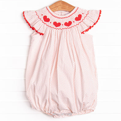 Be Mine Smocked Heart Bubble, Red
