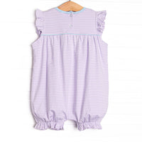 Caitlyn Pima Bubble Romper, Blue and Purple Stripe