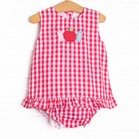 Arts and Crafts Apple Applique Diaper Set, Red