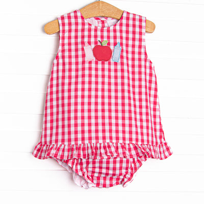 Arts and Crafts Apple Applique Diaper Set, Red