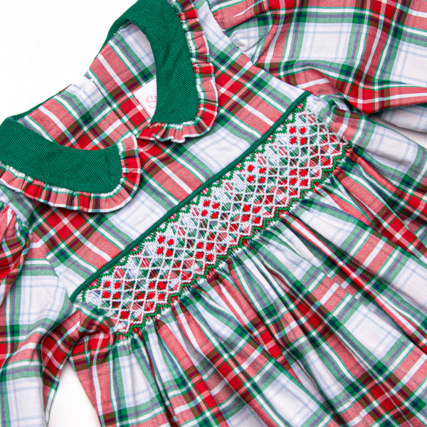 Yuletide Classic Smocked Dress, Green