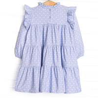 Periwinkle Polka Dot Tiered Dress, Blue