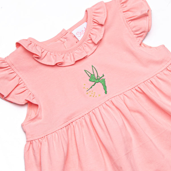 Storybook Flight Embroidered Ruffle Short Set, Pink