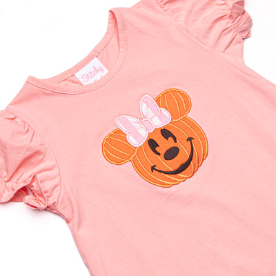 Main Street Spooks Applique Ruffle Short Set, Pink