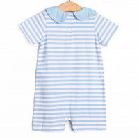 Dino-saurin' Student Applique Short Romper, Blue