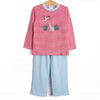 Southern Migration Applique Long Sleeve Pant Set, Red