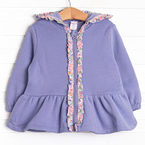 Francesca Florals Zip-Up Jacket, Blue