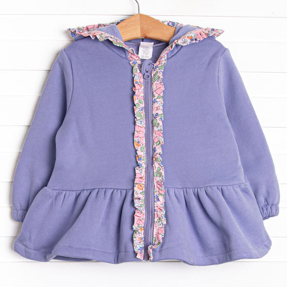 Francesca Florals Zip-Up Jacket, Blue