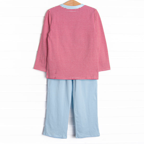 Southern Migration Applique Long Sleeve Pant Set, Red