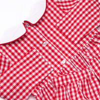 Gingerbread Express Smocked Romper, Red