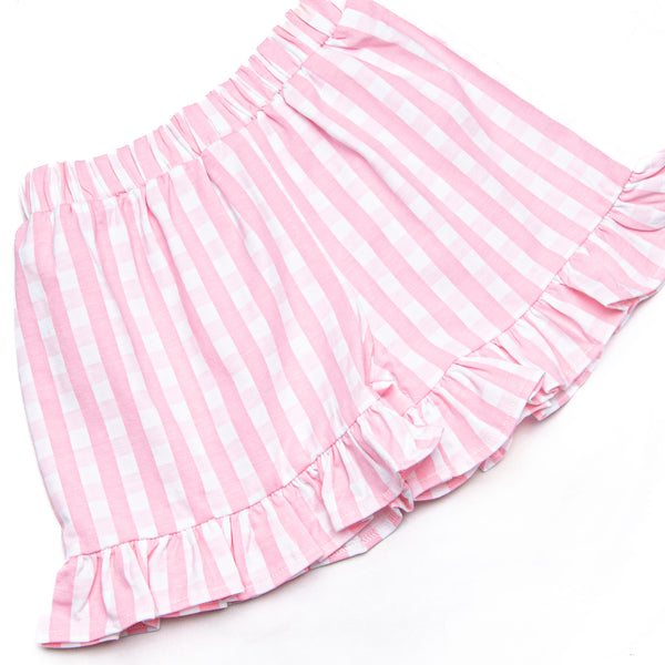 Main Street Spooks Applique Ruffle Short Set, Pink