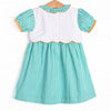 Prim Pumpkins Embroidered Dress, Green