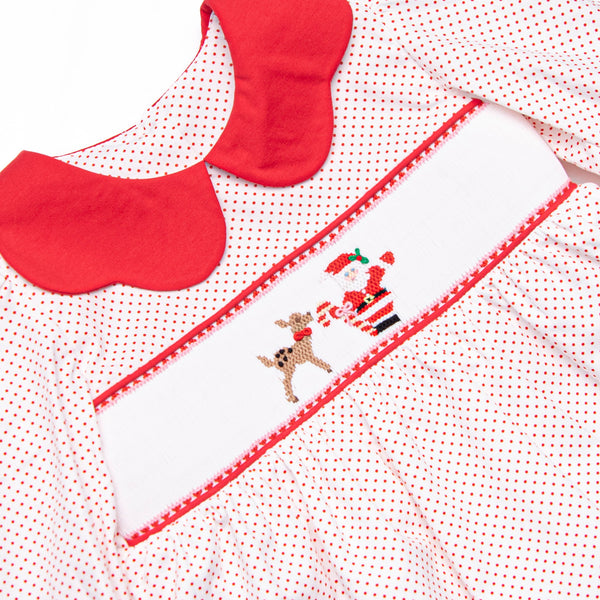 Christmas Eve Companion Smocked Legging Set, Red Bitty Dot