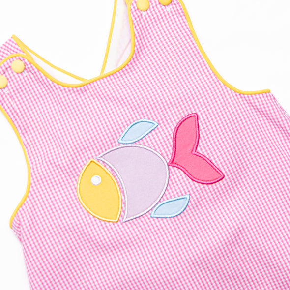 Friendly Fish Applique Diaper Set, Pink