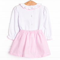 Triple the Love Applique Skirt Set, Pink