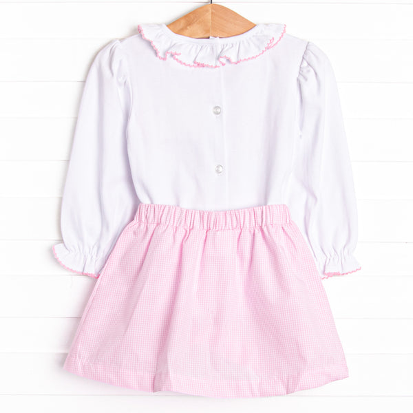Triple the Love Applique Skirt Set, Pink