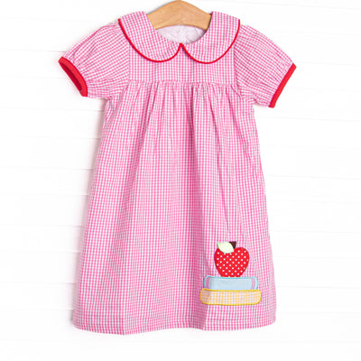 A+ Honor Roll Applique Collared Dress, Pink