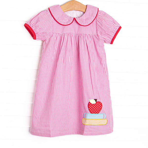 A+ Honor Roll Applique Collared Dress, Pink