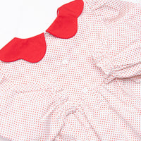 Christmas Eve Companion Smocked Romper, Red Bitty Dot