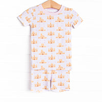Seashells and Sandcastles Bamboo Pajama Short Set, Pink