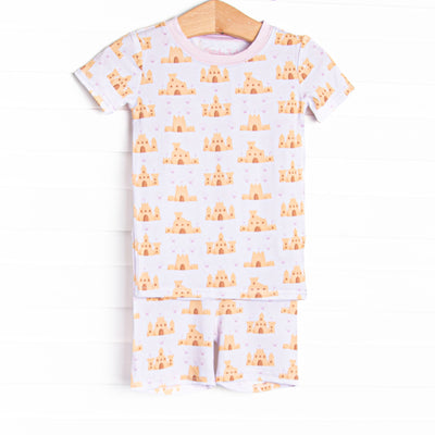 Seashells and Sandcastles Bamboo Pajama Short Set, Pink