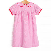 A+ Honor Roll Applique Collared Dress, Pink