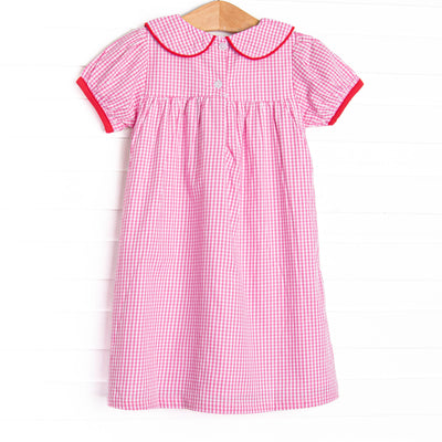 A+ Honor Roll Applique Collared Dress, Pink