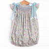 Blooming Bows Smocked Bubble, Blue