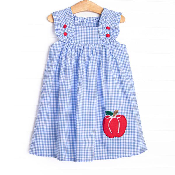 Apples to Apples Applique Dress, Blue