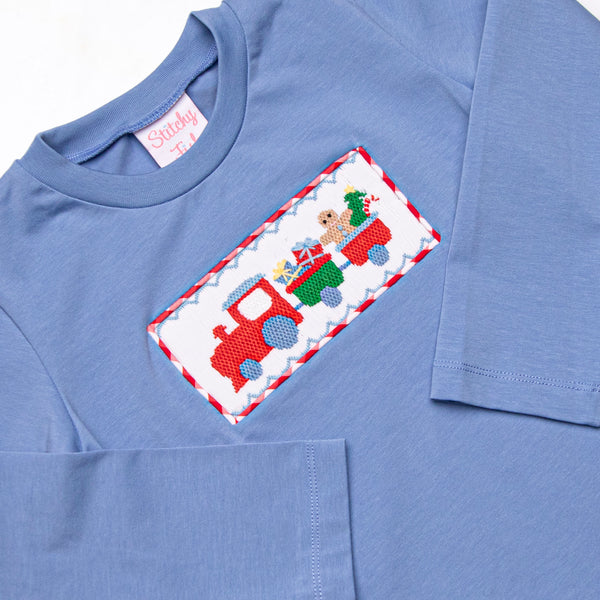 Gingerbread Express Smocked Pant Set, Red