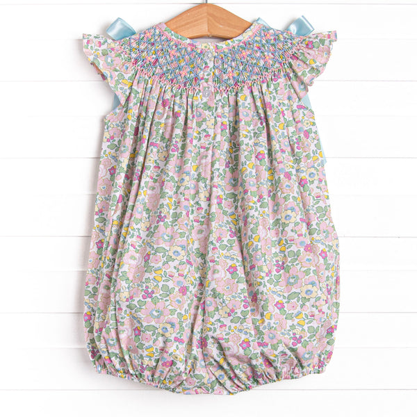 Blooming Bows Smocked Bubble, Blue