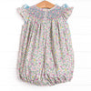 Blooming Bows Smocked Bubble, Blue