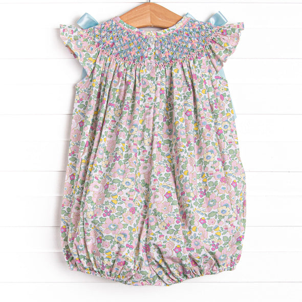 Blooming Bows Smocked Bubble, Blue