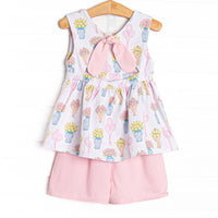 Garden Party Petals Ruffle Short Set, Pink