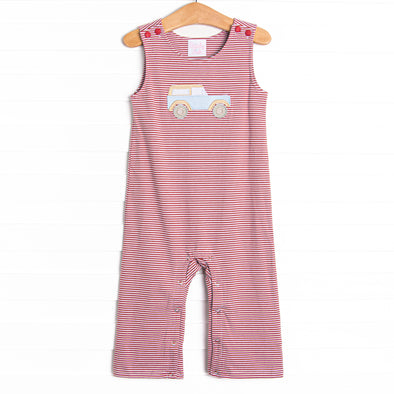 Blue Bronco Applique Jon Jon, Red