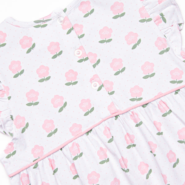 Polka Dot Petunia Bubble Romper, Pink