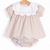 Thanksgiving Day Scalloped Bib Diaper Set, Tan