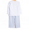 Evan Pant Set, White and Light Blue Stripe