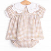 Thanksgiving Day Scalloped Bib Diaper Set, Tan