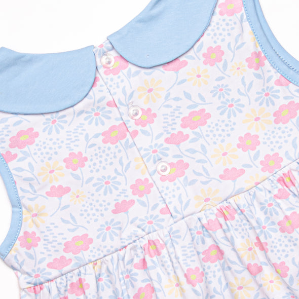 Blooms in the Breeze Ruffle Short Set, Blue