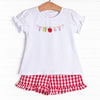 First Day Favorites Embroidered Ruffle Short Set, Red