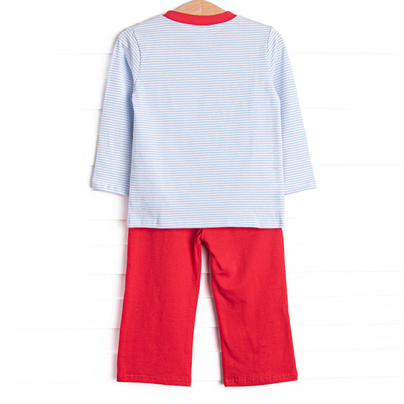 Play Ball Pup Applique Pant Set, Red