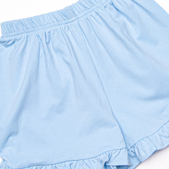 Blooms in the Breeze Ruffle Short Set, Blue