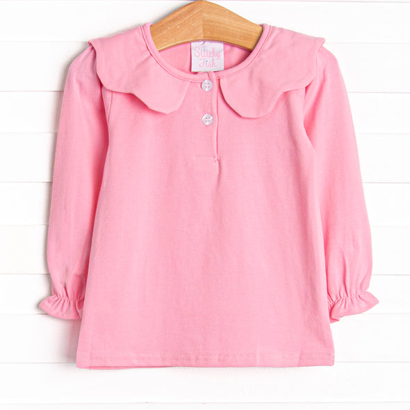 Samantha Scalloped Collar Long Sleeve Top, (2 Colors)